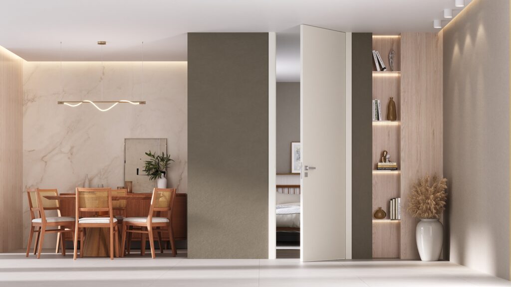 Portas piso-teto: o truque que amplia ambientes
